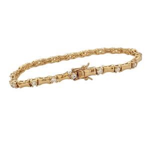 NWT Vintage 14kt Gold Plated Diamond Cubic Zirconia Bamboo Tennis Bracelet 7"